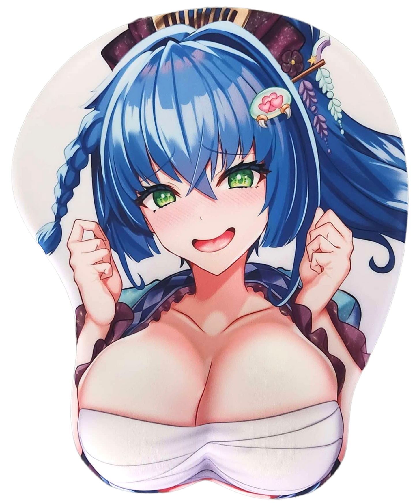 Kiara_TV- 3D Mouse Pad With Wrist Support - Kimono Oppai