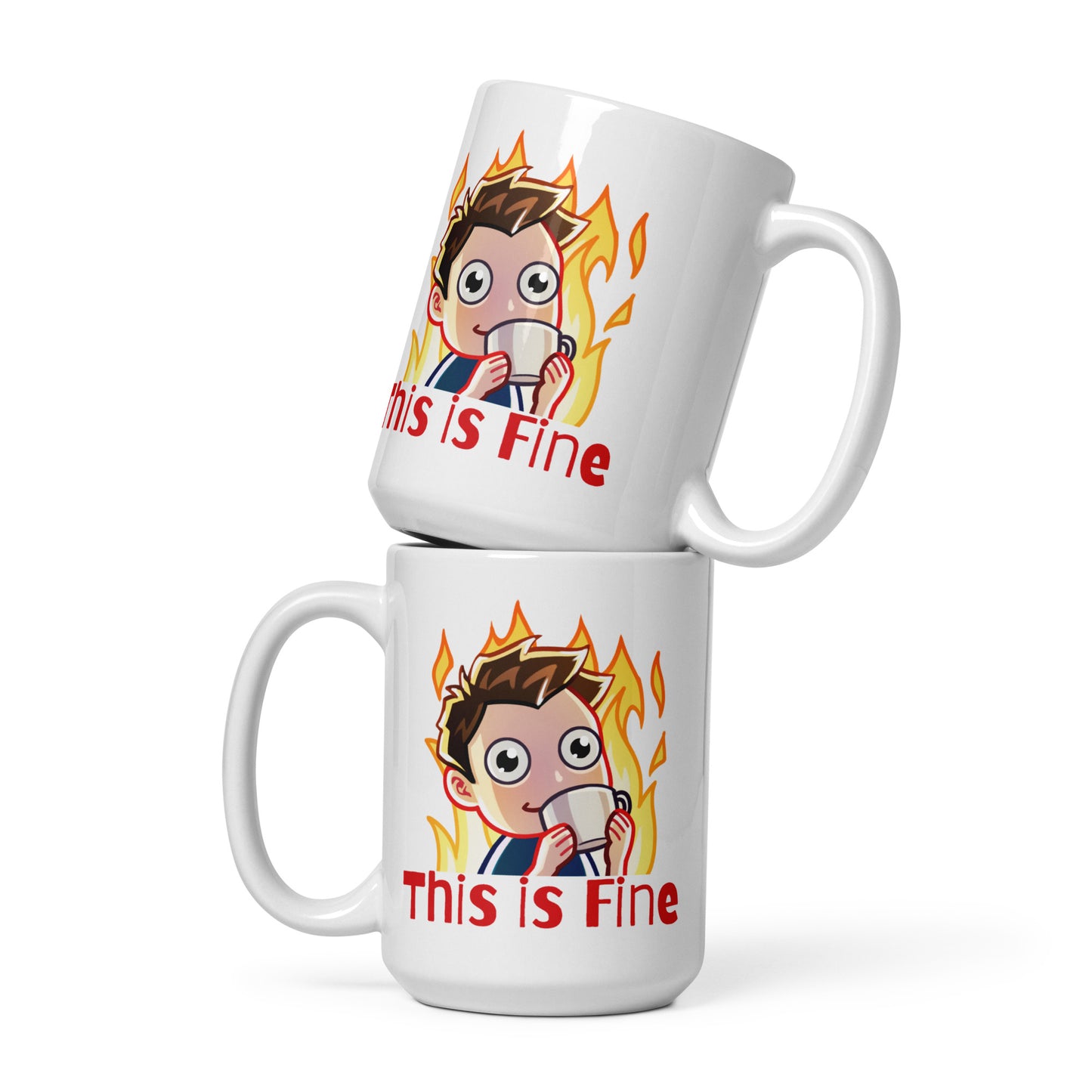 Trikslyr - White Glossy Mug - This Is Fine