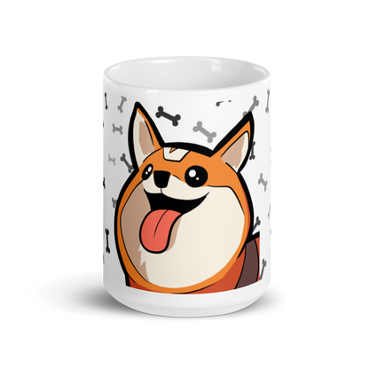 Bobbeigh - White Glossy Mug - HypePup With Bones