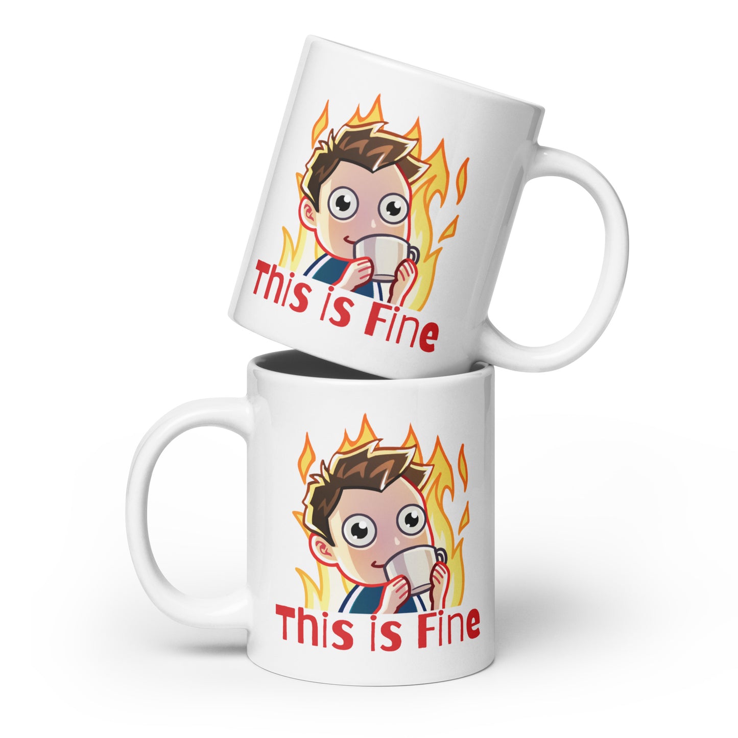 Trikslyr - White Glossy Mug - This Is Fine