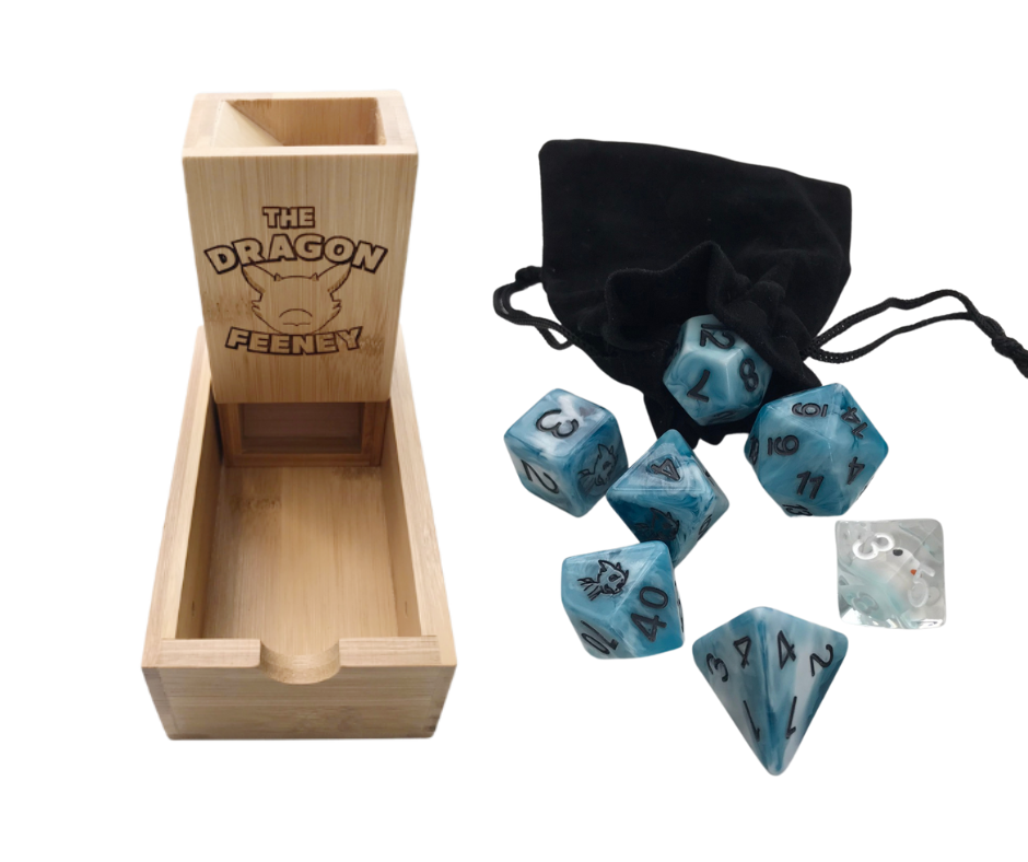 The Dragon Feeney - Resin Polyhedral Dice set with Feen Honk D10 (feenOof)