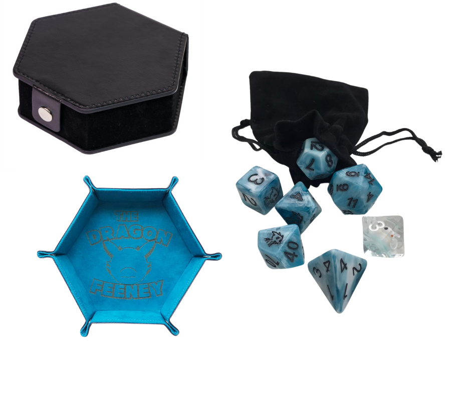 The Dragon Feeney - Resin Polyhedral Dice set with Feen Honk D10 (feenOof)