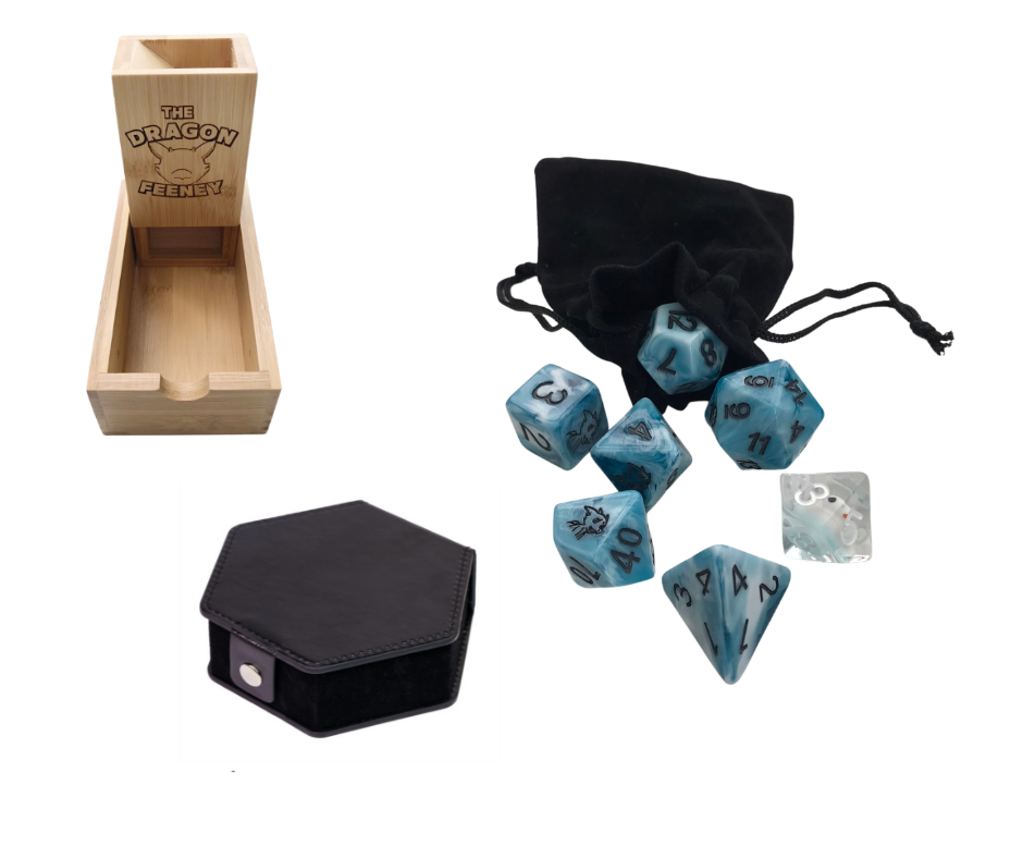 The Dragon Feeney - Resin Polyhedral Dice set with Feen Honk D10 (feenOof)